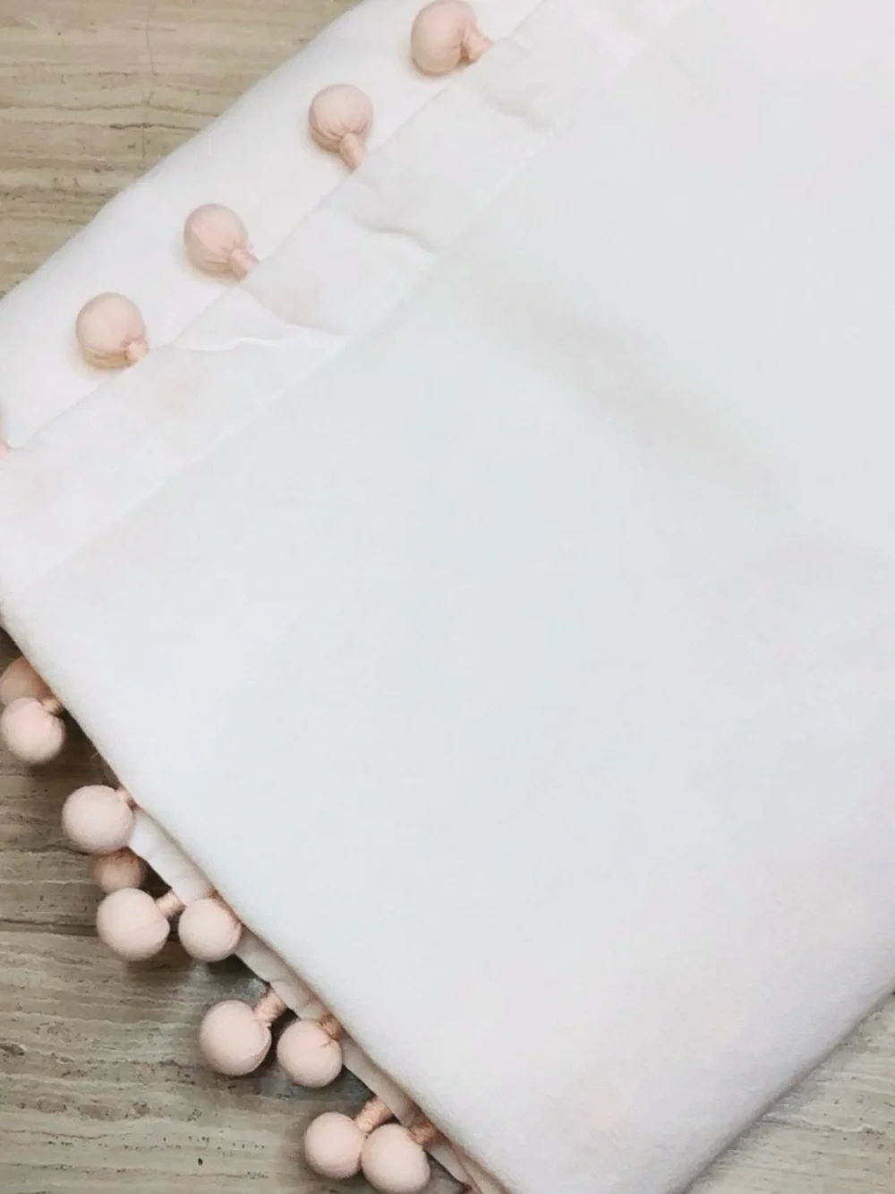 Restoration Hardware White Bedskirt with Pom Trim
